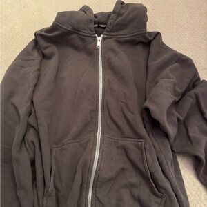Brandy Melville Dark Gray Zip-Up Hoodie